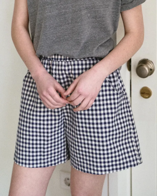 City Shorts - Navy Gingham sold by ban.do