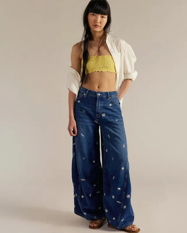We The Free Westward Embroidered Jeans - Under The Sea sold by ban.do