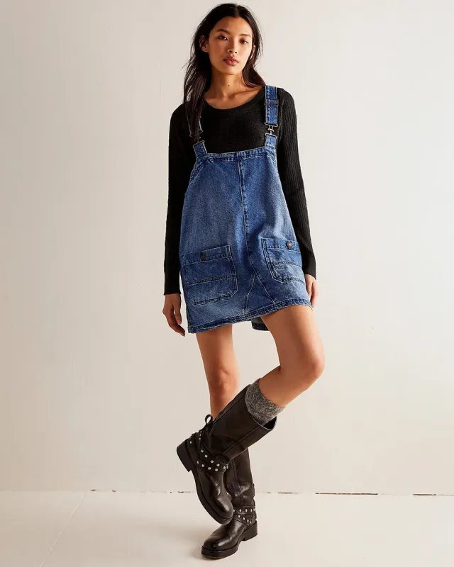 We The Free Overall Smock Mini Dress - Sapphire Wash sold by ban.do