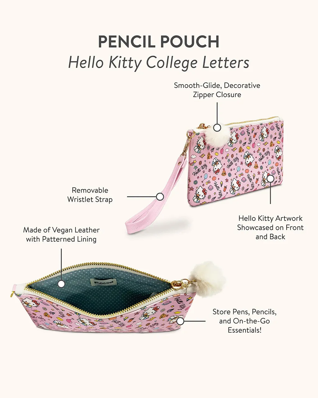 Hello Kitty Pencil Pouch - College Letters sold by ban.do product image thumbnail 3