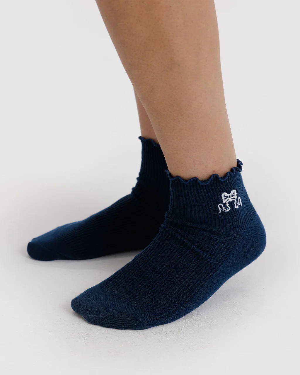 Lettuce Edge Sock Set Of 2 - Mahogany & Navy Icons sold by ban.do product image thumbnail 2