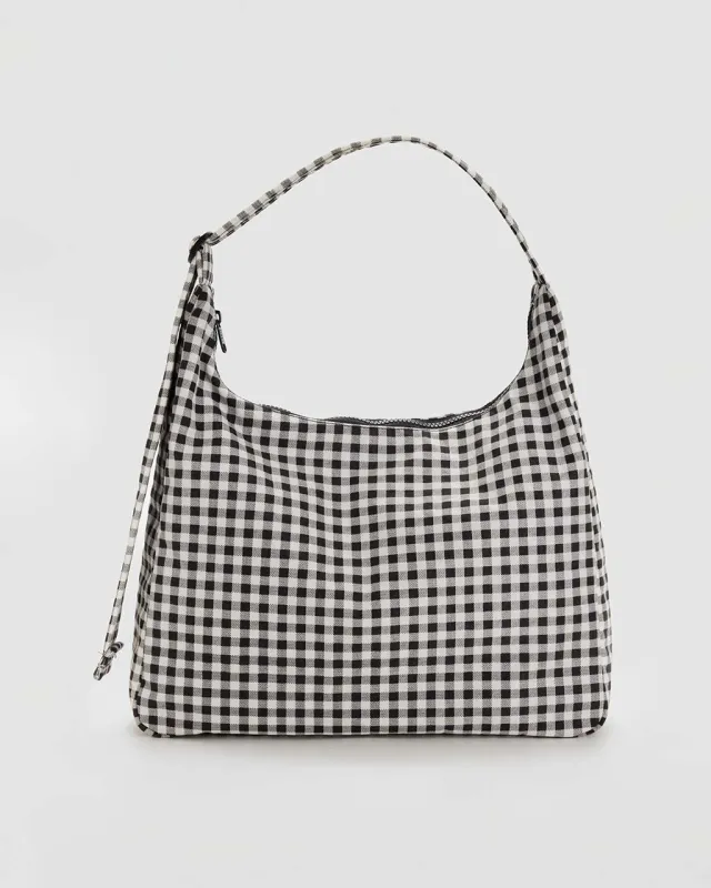 Nylon Shoulder Bag - Black & White Gingham sold by ban.do