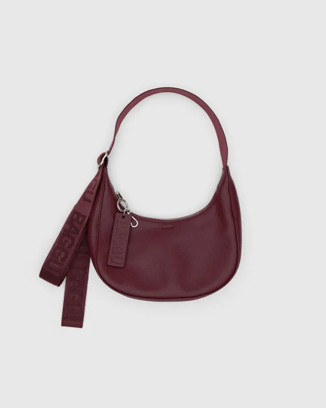 Small Recycled Leather Crescent Bag - Mahogany sold by ban.do