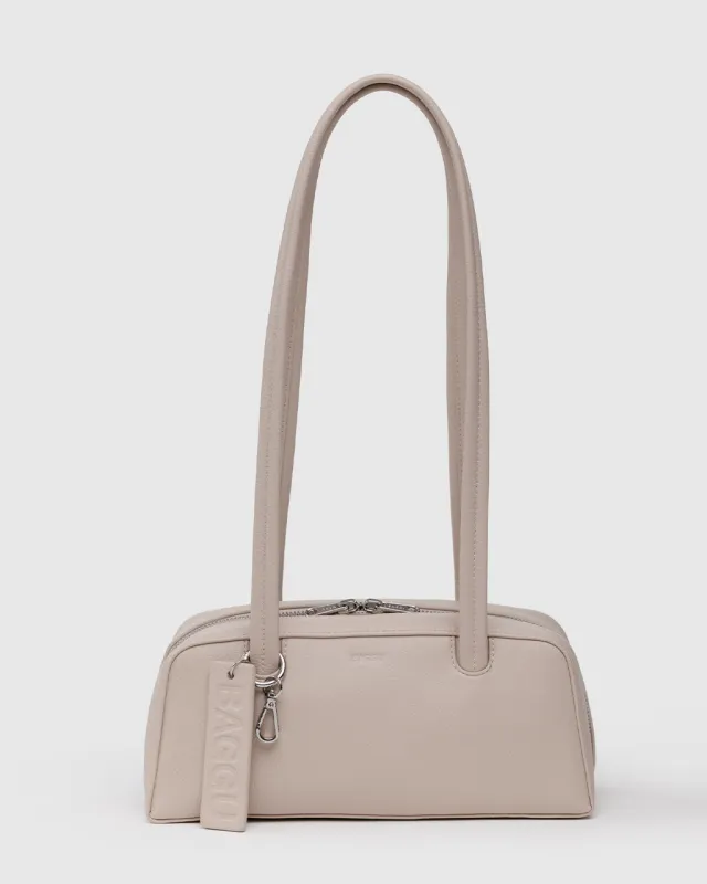 Small Recycled Leather Bowler Bag - Stone sold by ban.do