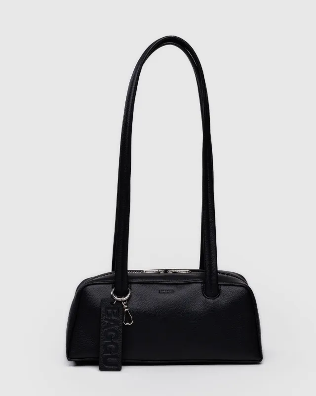 Small Recycled Leather Bowler Bag - Black sold by ban.do