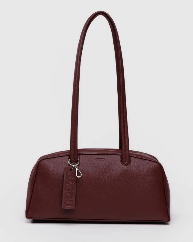 Recycled Leather Bowler Bag - Mahogany sold by ban.do