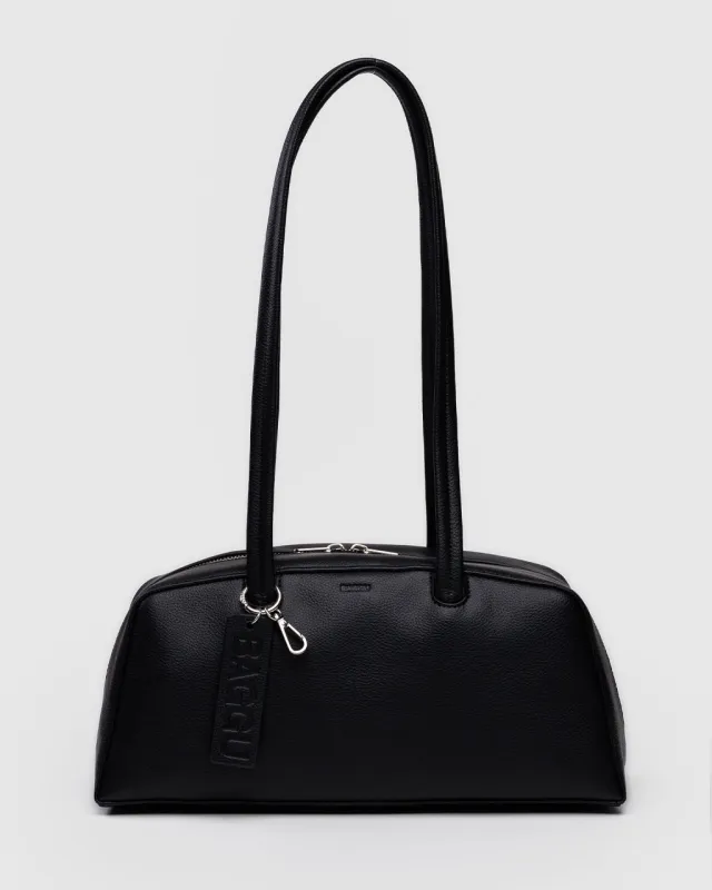Recycled Leather Bowler Bag - Black sold by ban.do