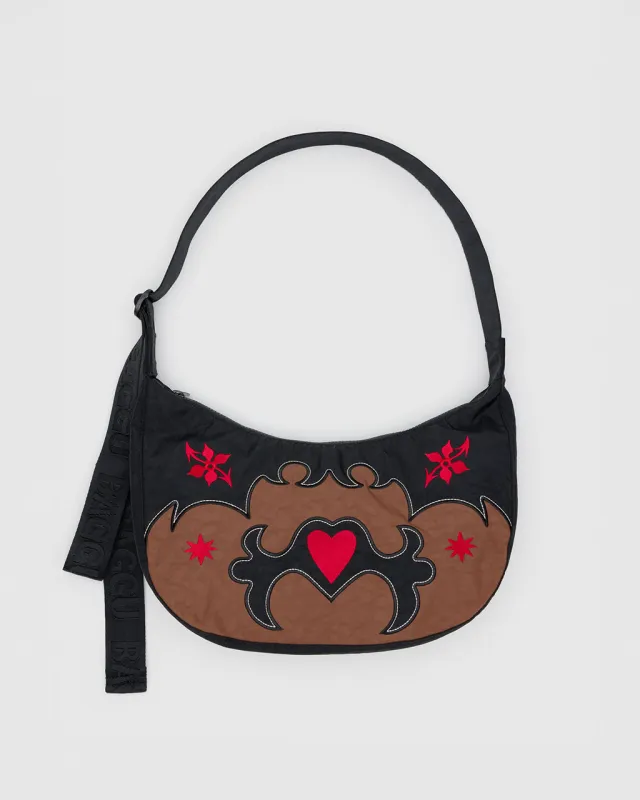 Medium Nylon Crescent Bag w/ Key Leash - Western Appliqué sold by ban.do
