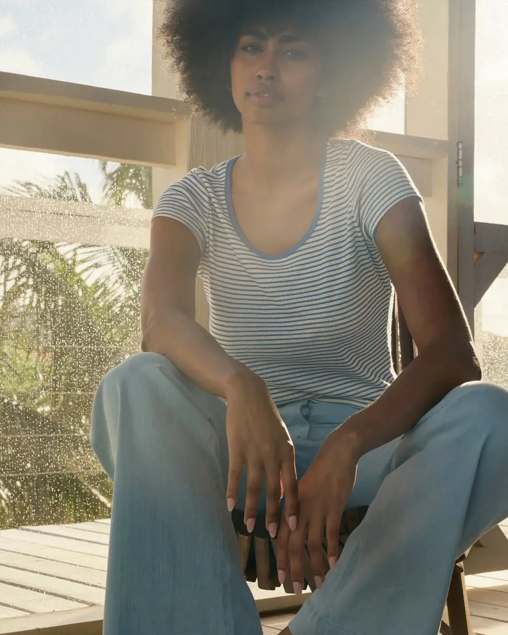 Scoop Ribsy Tee - Navy Stripe sold by ban.do product image thumbnail 4