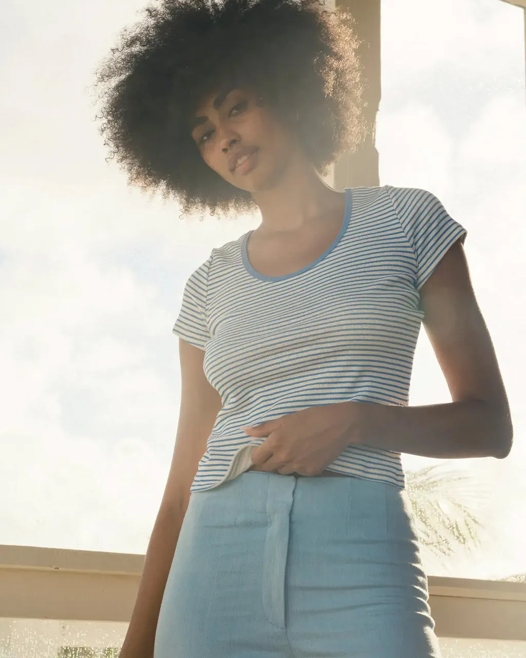 Scoop Ribsy Tee - Navy Stripe sold by ban.do product image thumbnail 5