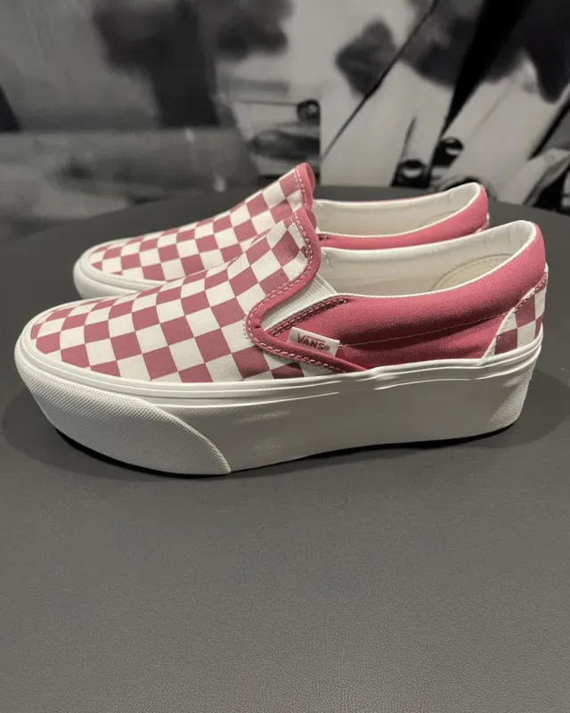 Classic Slip-On Checkerboard Stackform Sneaker - Mauvewood sold by ban.do