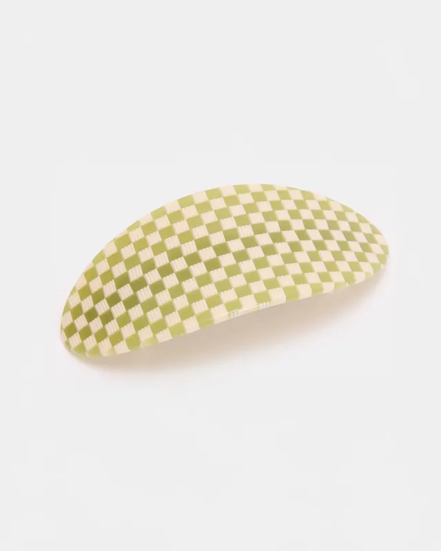 Oval Barrette - Olive Check sold by ban.do