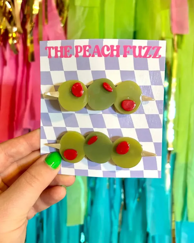 Stuffed Olive Hair Clip Set sold by ban.do