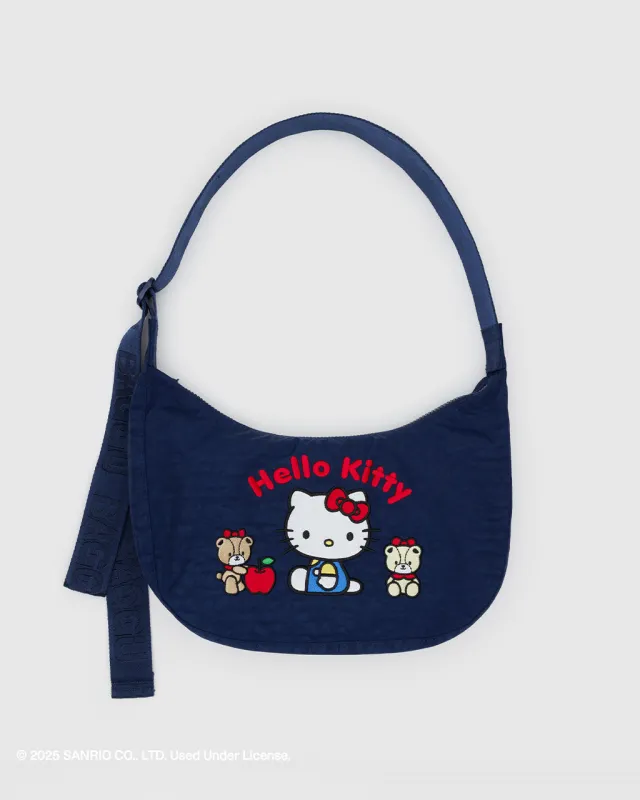 Medium Nylon Crescent Bag w/ Key Leash - Embroidered Hello Kitty & Teddy made by BAGGU