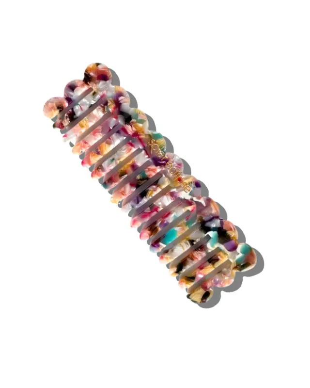 Scalloped Acetate Wide Tooth Hair Comb - Multi Tortoise sold by ban.do