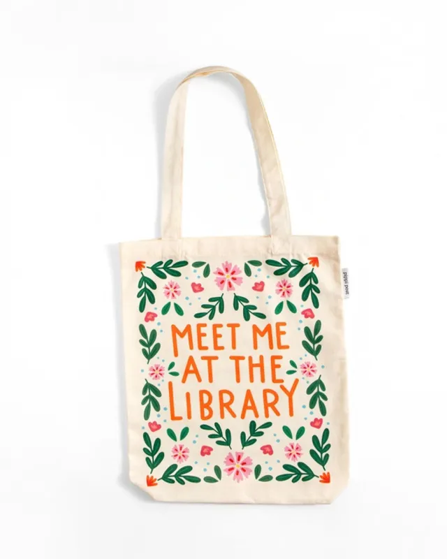 Meet Me At The Library Canvas Tote Bag sold by ban.do