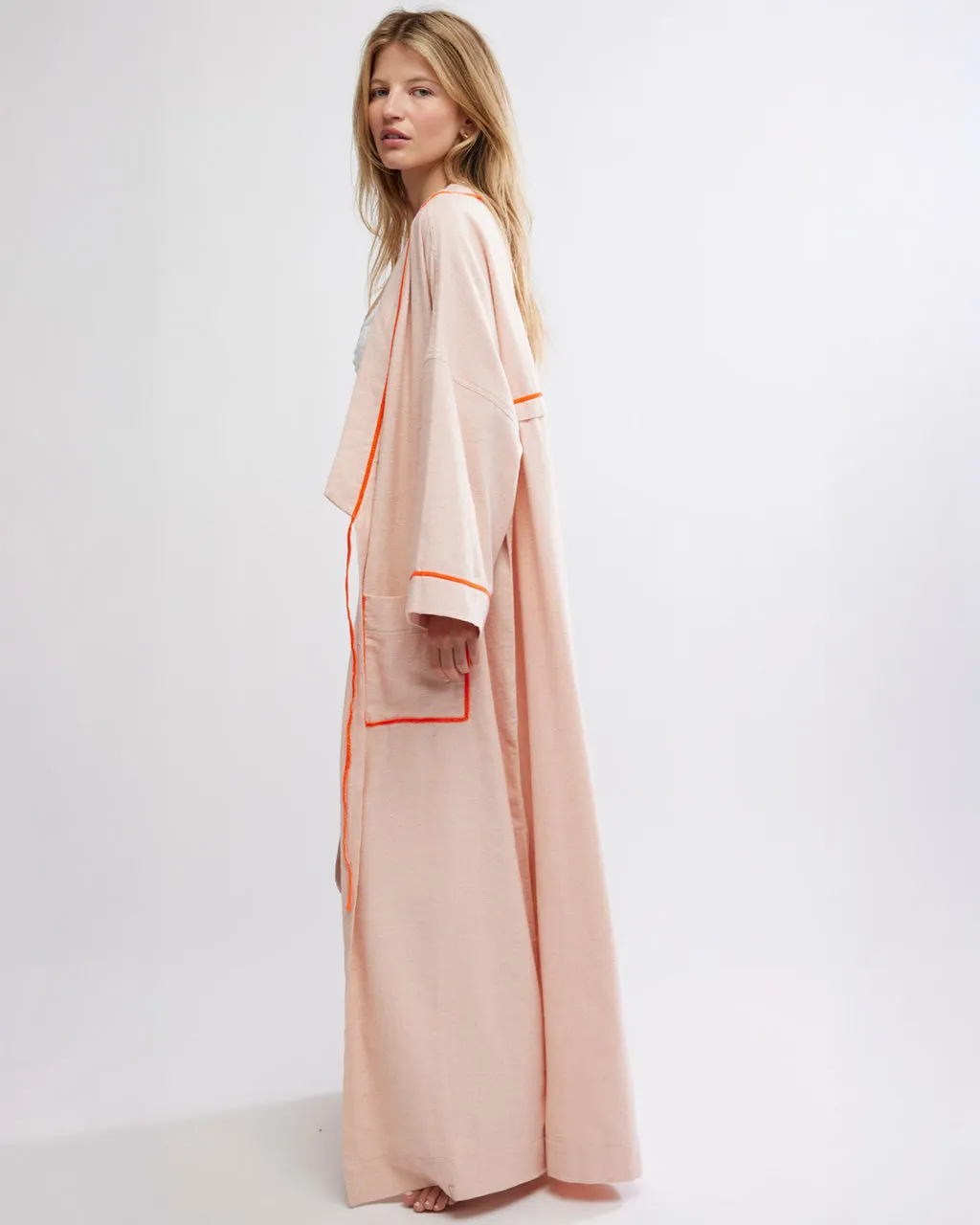 Close To Home Flannel Robe - Neon Peach sold by ban.do product image thumbnail 4