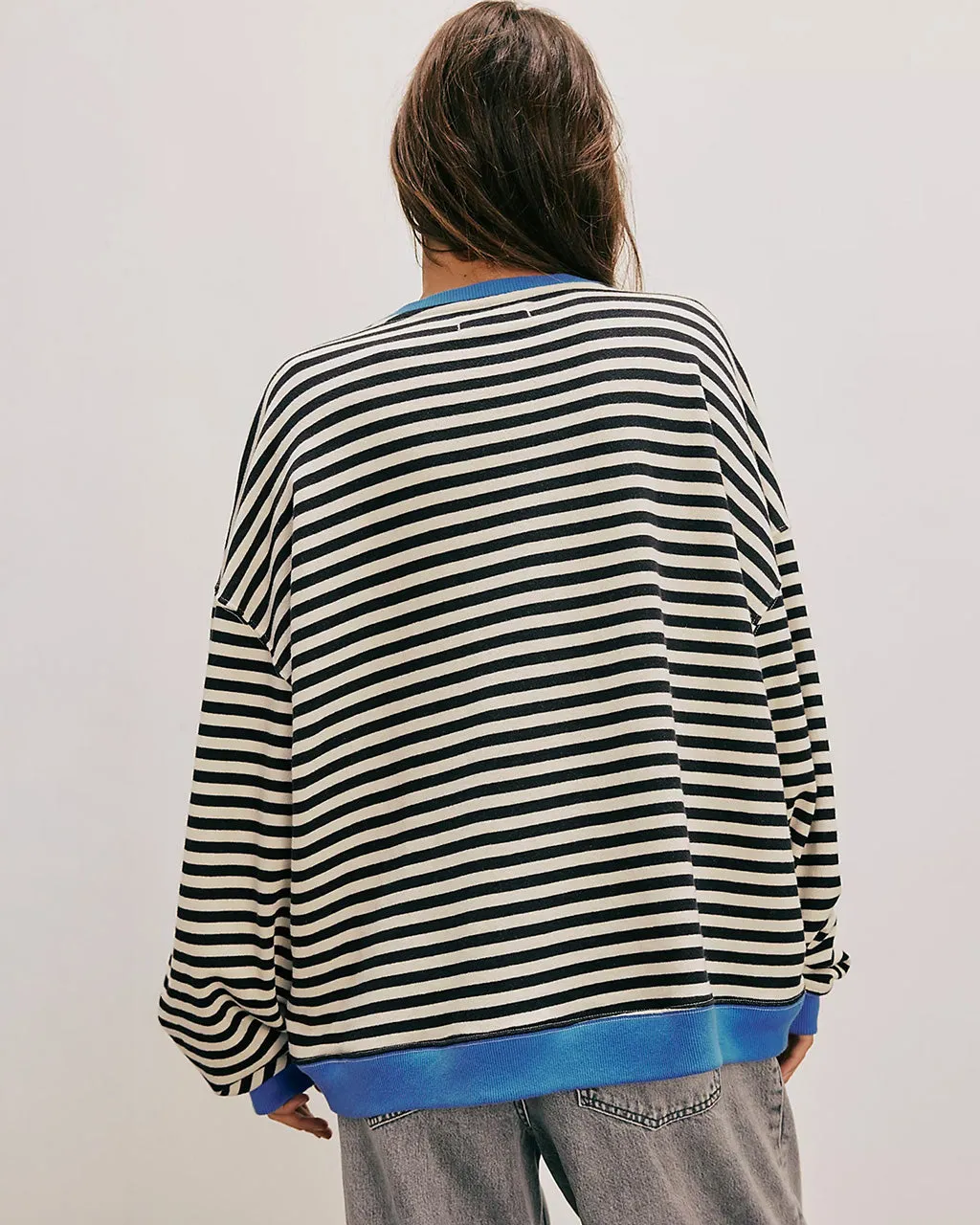 Classic Striped Oversized Crewneck - Black Combo sold by ban.do product image thumbnail 2