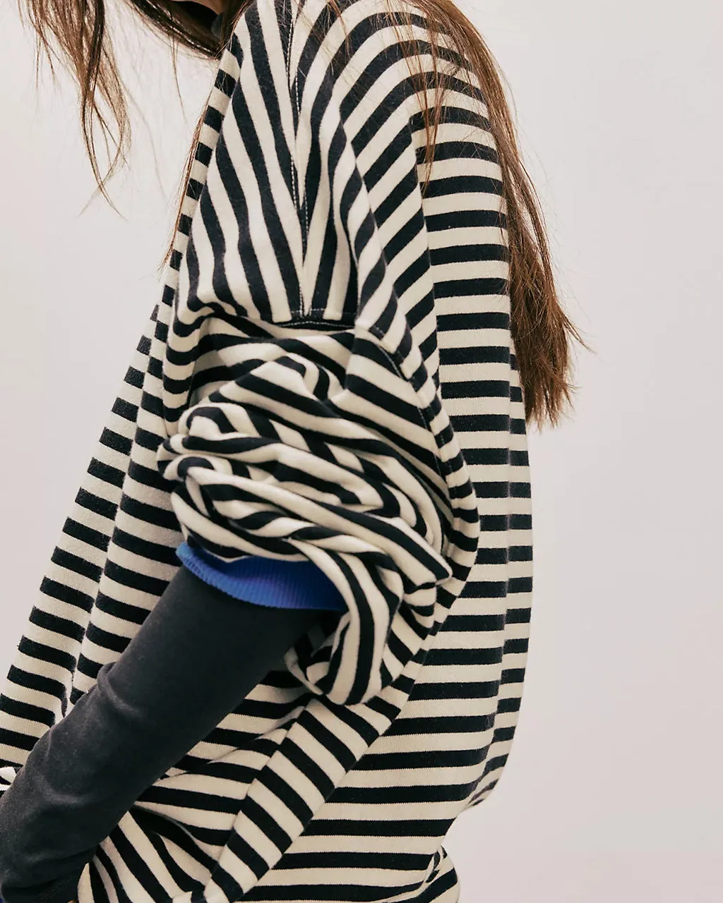 Classic Striped Oversized Crewneck - Black Combo sold by ban.do product image thumbnail 4