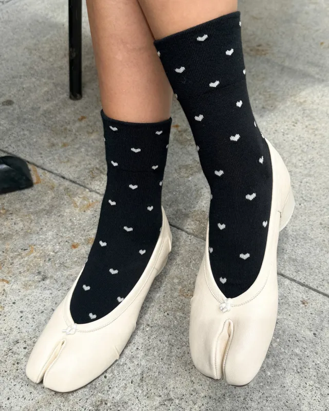Heart Sneaker Socks - Black + Cream sold by ban.do