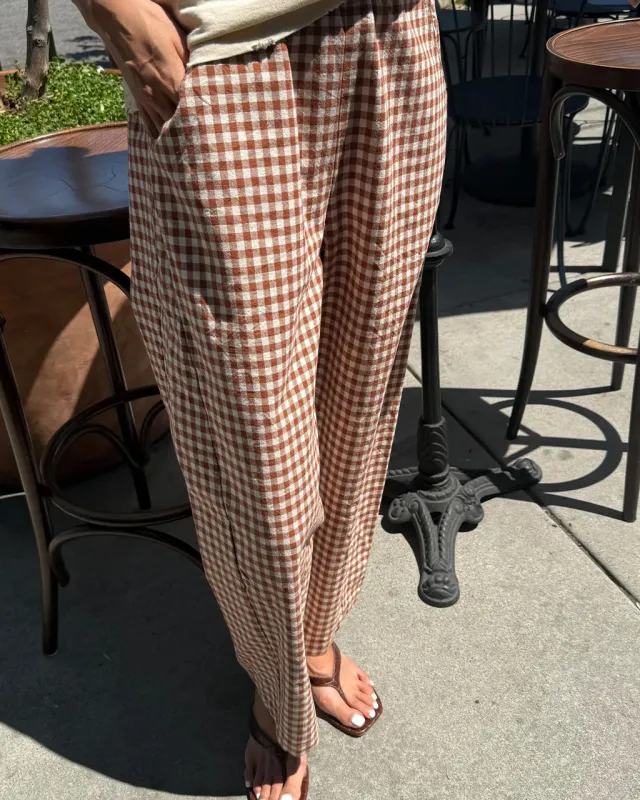 Arc Pants - Cinnamon Gingham sold by ban.do