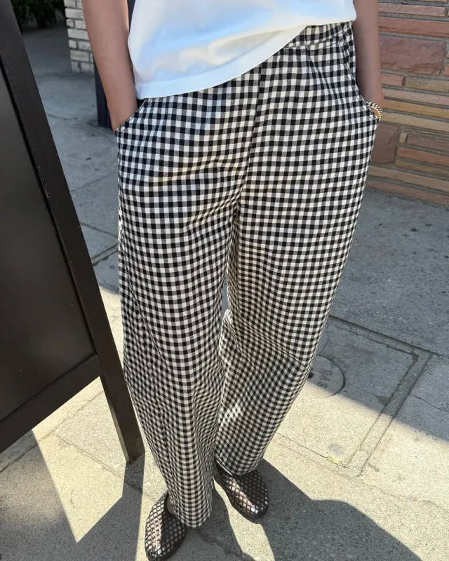 Arc Pants - Black Gingham sold by ban.do