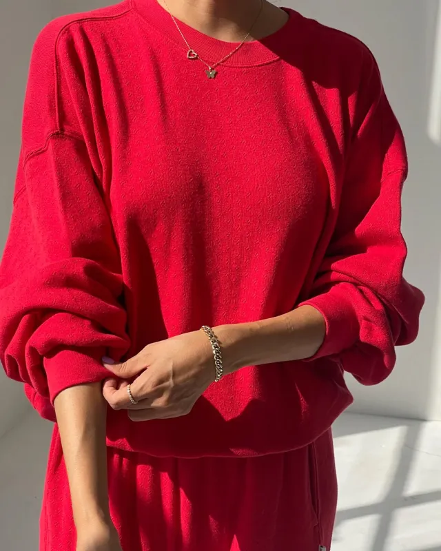 Pointelle Core Sweatshirt - Red Apple made by Le Bon Shoppe