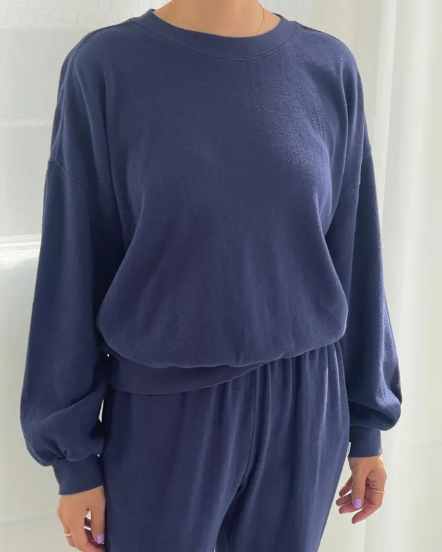 Pointelle Core Sweatshirt - Navy sold by ban.do