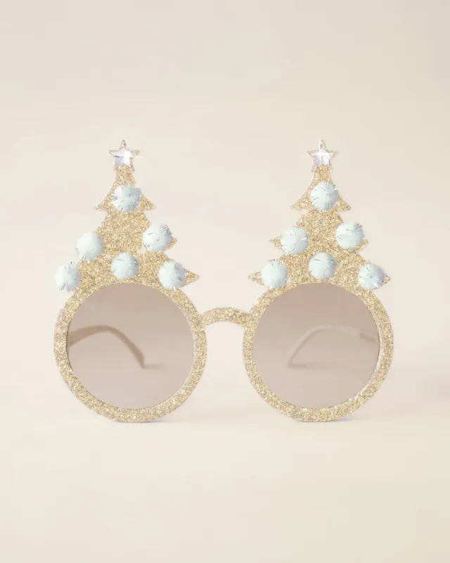 Christmas Tree Holiday Glasses - Gold Sparkle made by ban.do
