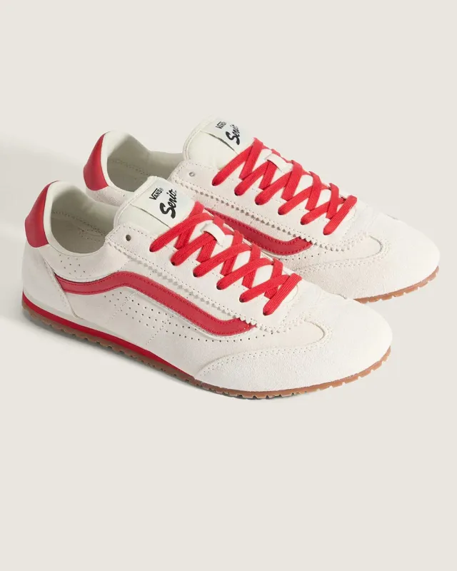 Super Low Pro Sneaker - Marshmallow + Racing Red sold by ban.do