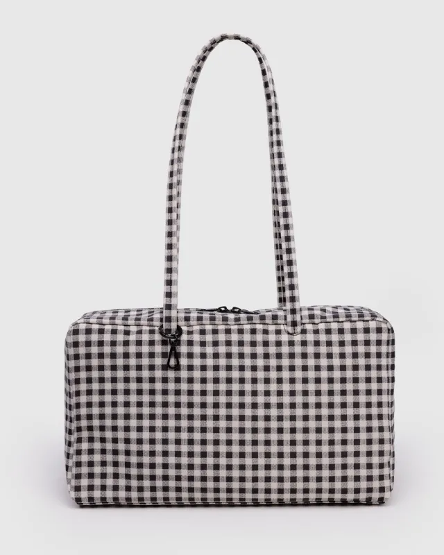 Medium Nylon Bowler Bag - Black & White Gingham made by BAGGU