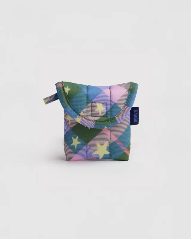 Puffy Earbuds Case - Green Star Plaid sold by ban.do