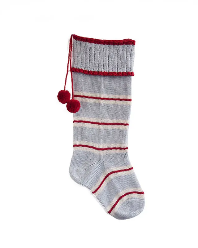 Thin Striped Rib-Cuff Stocking - Grey sold by ban.do