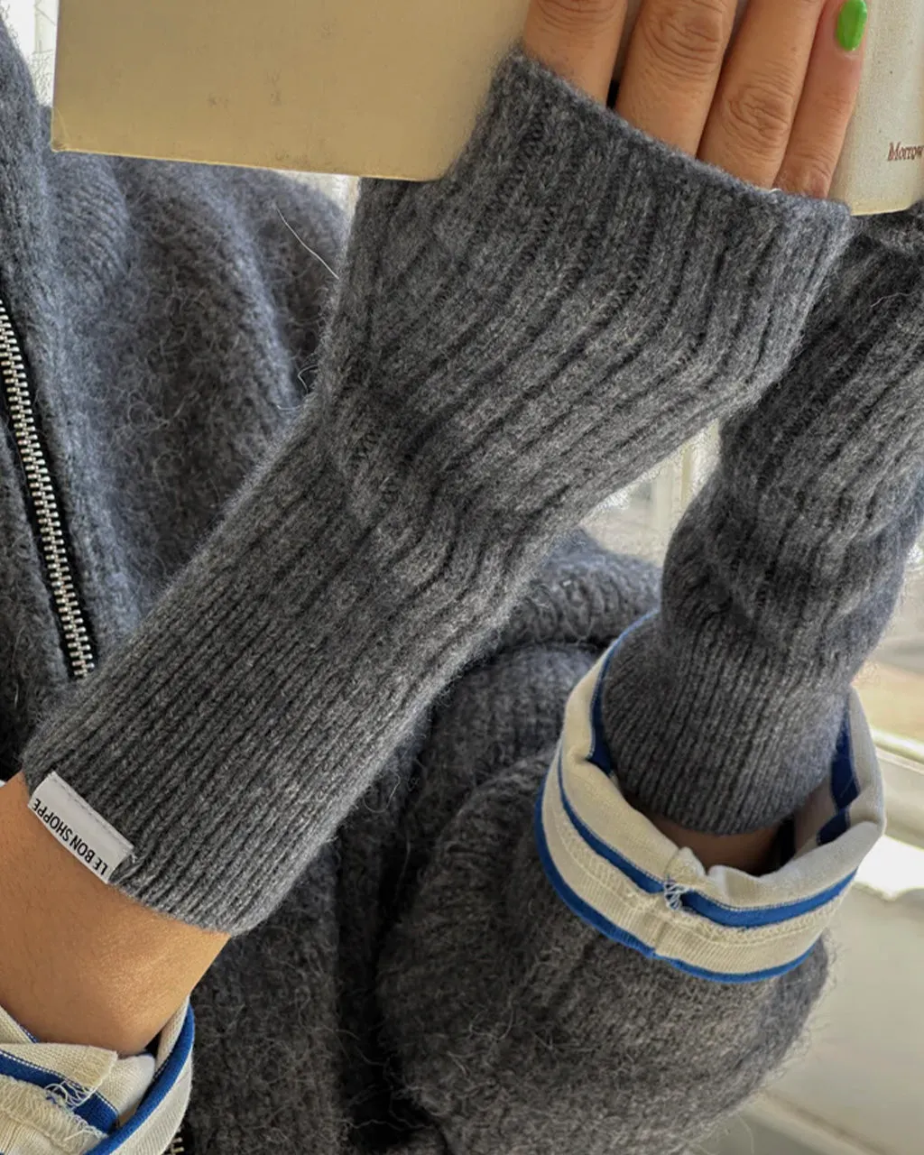 Cashmere Wrist Warmers - Charcoal sold by ban.do product image thumbnail 3