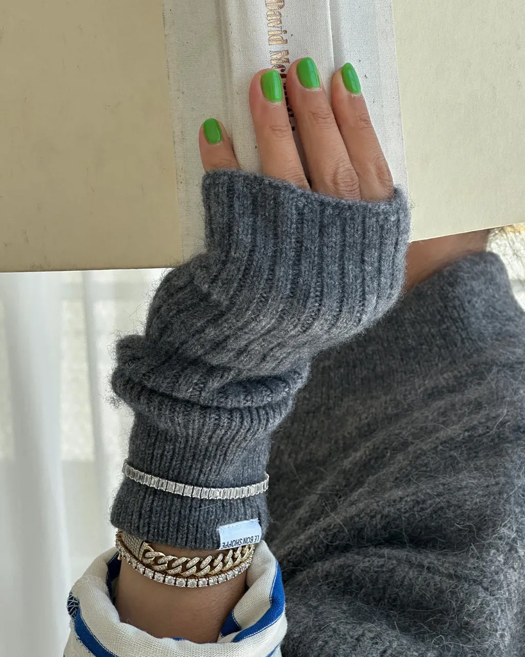 Cashmere Wrist Warmers - Charcoal sold by ban.do product image thumbnail 4