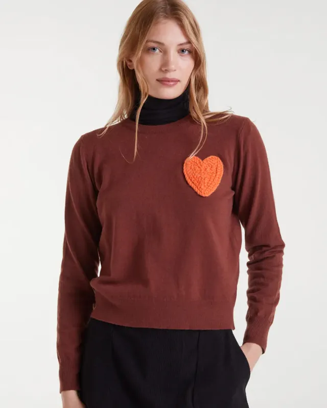 Heart Sweater - Brown made by ban.do