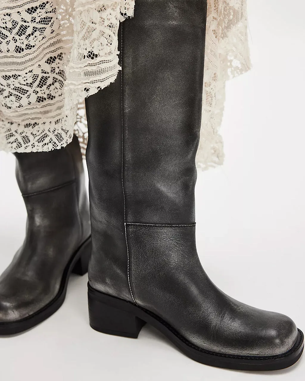 Dana Distressed Pull-On Boot - Black Leather sold by ban.do