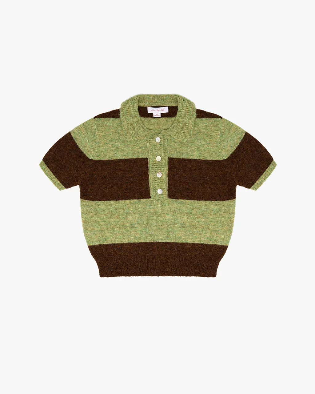 Molly Polo Sweater - Mocha + Pistachio Stripe sold by ban.do product image thumbnail 3