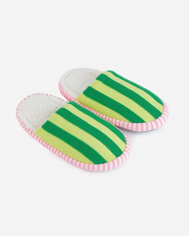Super Stripe Slide Slippers - Lime Green sold by ban.do