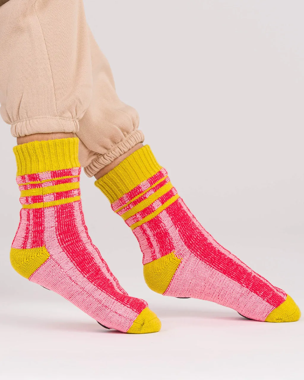 Plaid Stripe House Socks - Pink Red sold by ban.do product image thumbnail 5