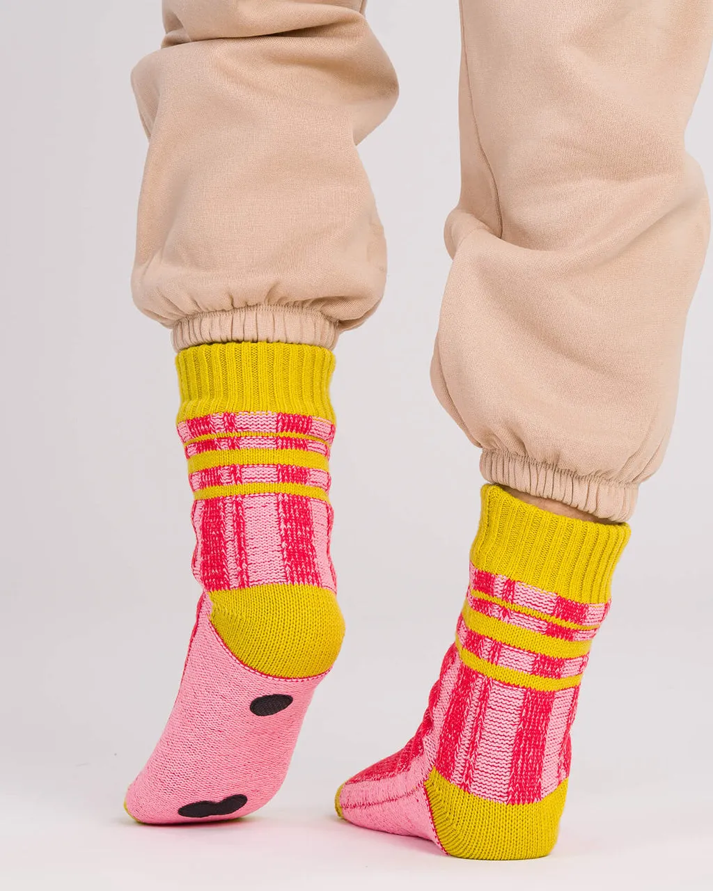 Plaid Stripe House Socks - Pink Red sold by ban.do product image thumbnail 4