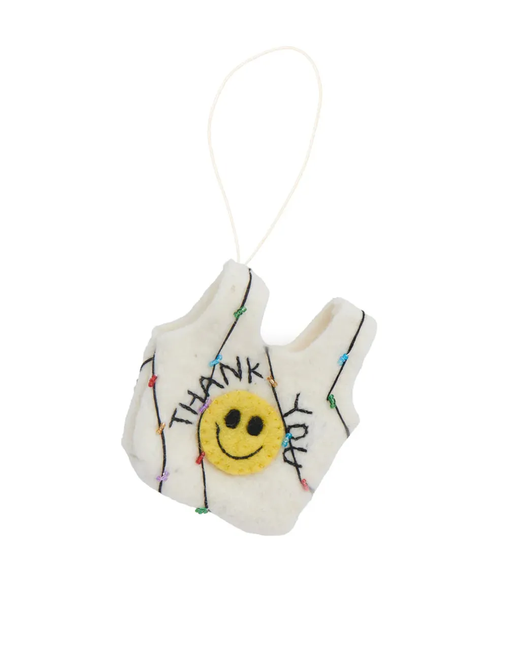 Felt Thank You Smiley Face Bag Ornament sold by ban.do
