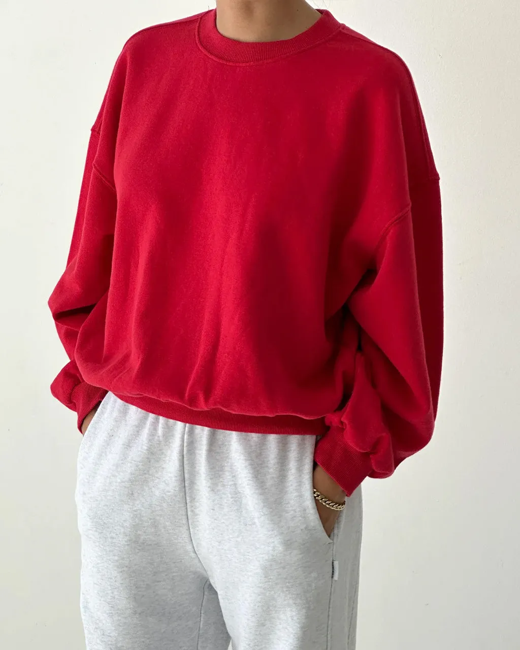 French Terry Core Sweatshirt - Red Tulip sold by ban.do
