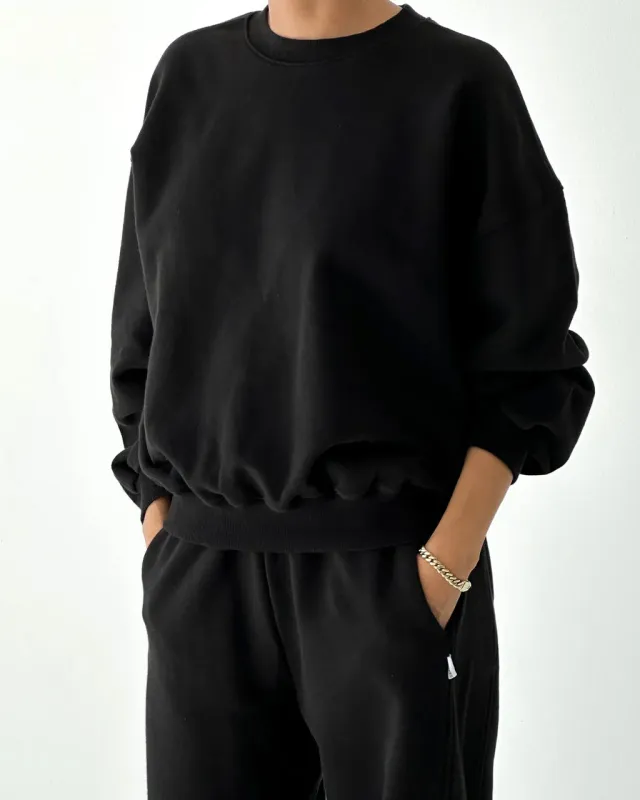 French Terry Core Sweatshirt - Black sold by ban.do