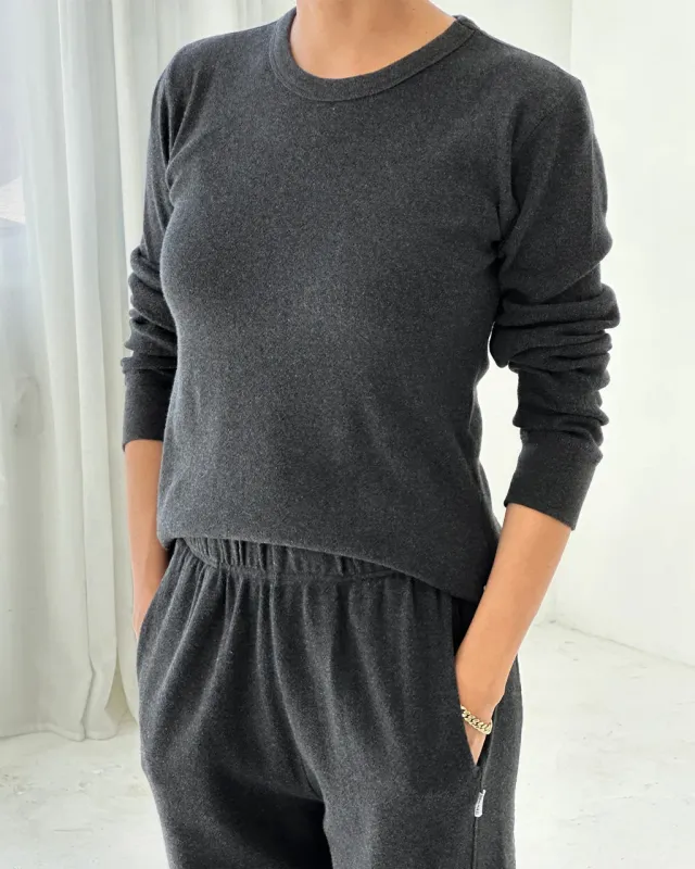 Pointelle Fundamental Tee - Charcoal sold by ban.do