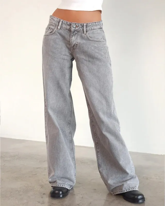 Roomy Extra Wide Low Rise Jeans - Grey Wash sold by ban.do