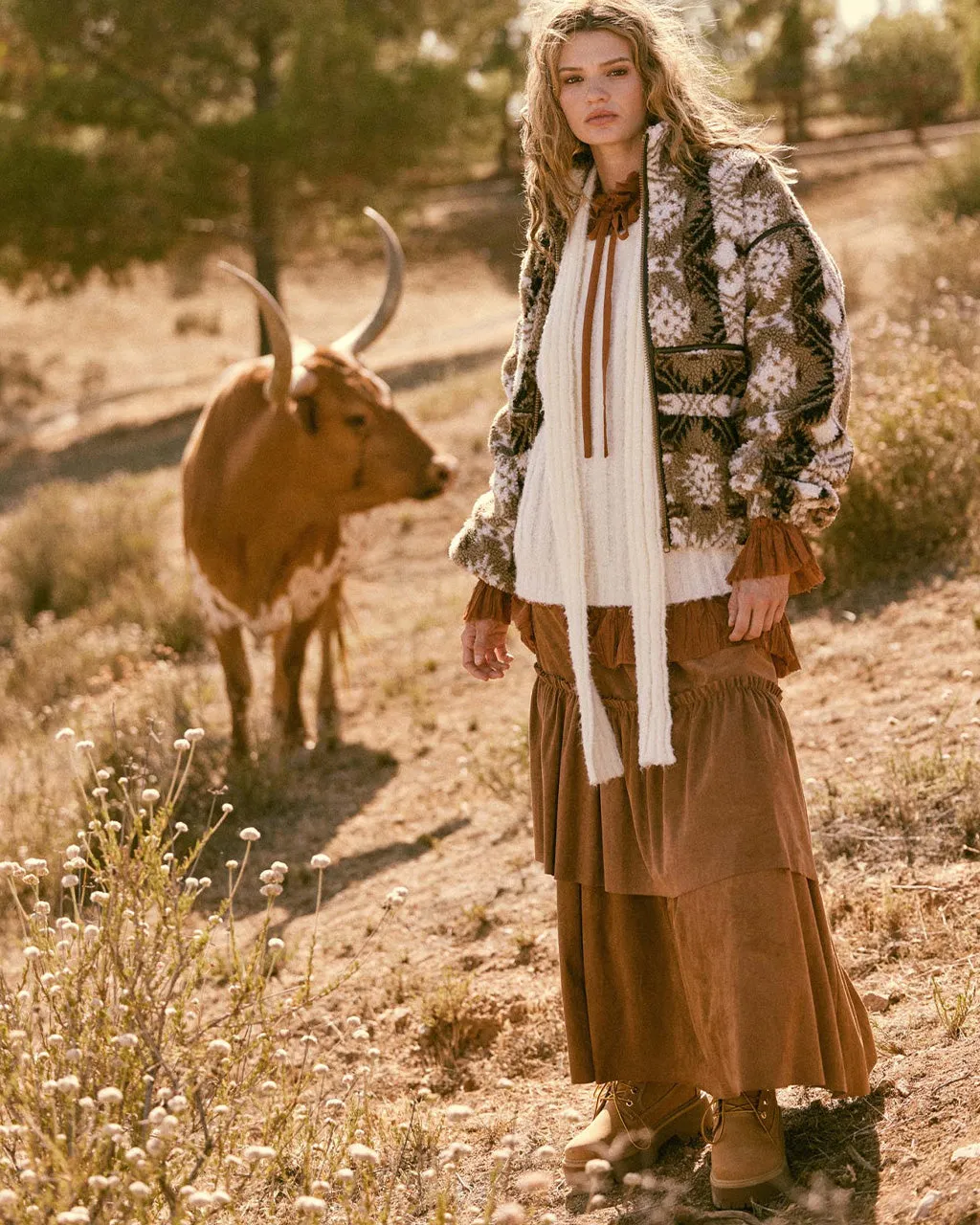 Bear Creek Geo-Print Fleece Zip-Front Jacket - Taupe sold by ban.do product image thumbnail 5