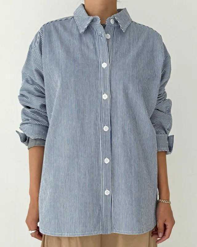 Owen Shirt - Blue Stripe sold by ban.do