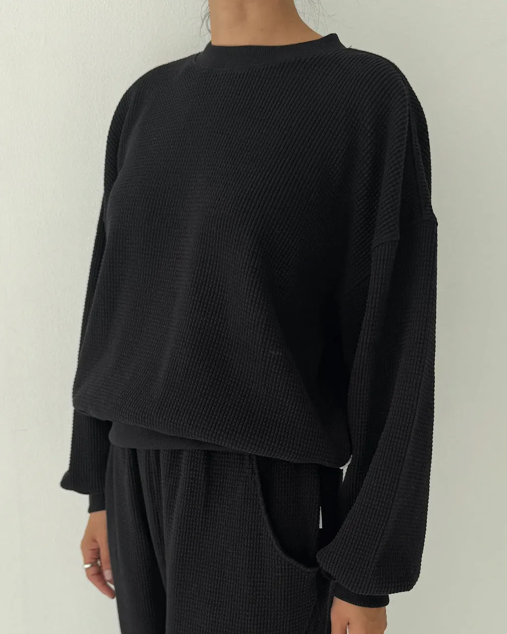 Waffle Core Sweatshirt - True Black sold by ban.do product image thumbnail 3