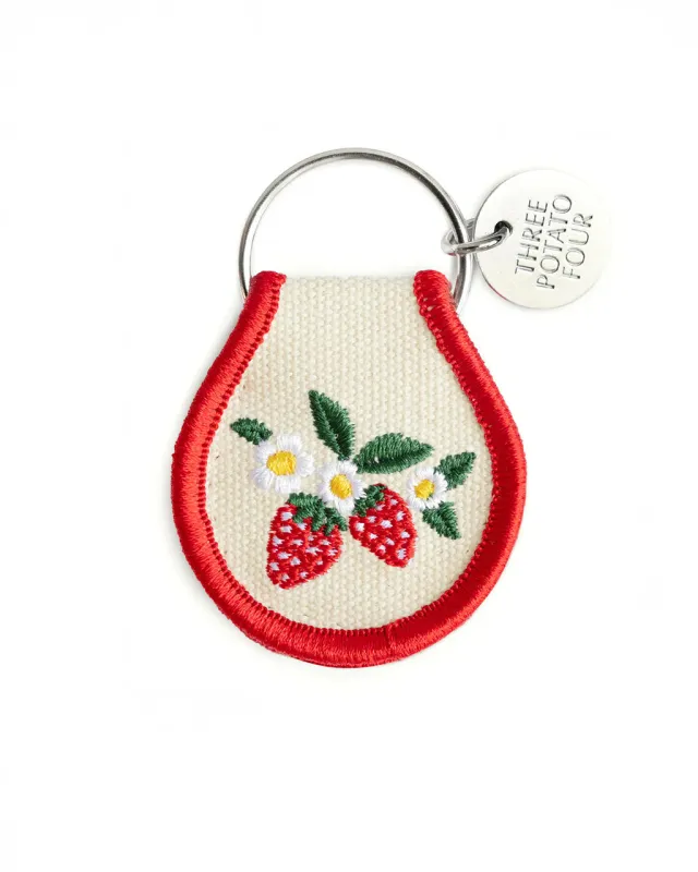 Strawberry Blossom Patch Keychain sold by ban.do